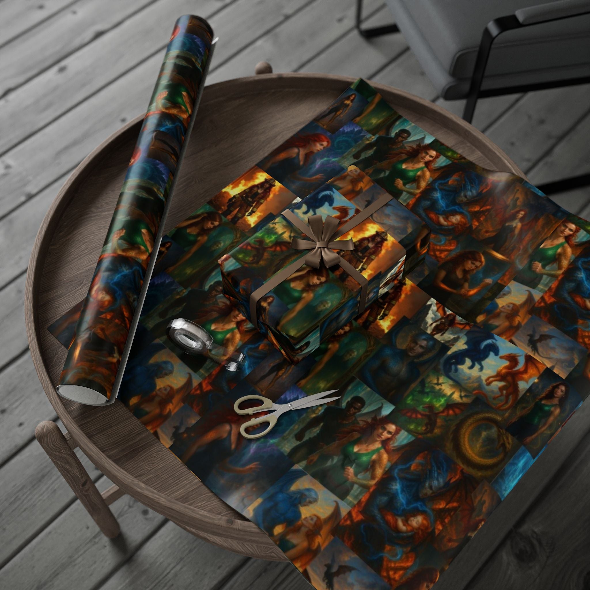 Artistic Wrapping Paper Roll, Vibrant Gift Wrap, Unique Holiday Wrapping, Wrapping Sheets for Birthdays, Eco-Friendly Gift Wrapping