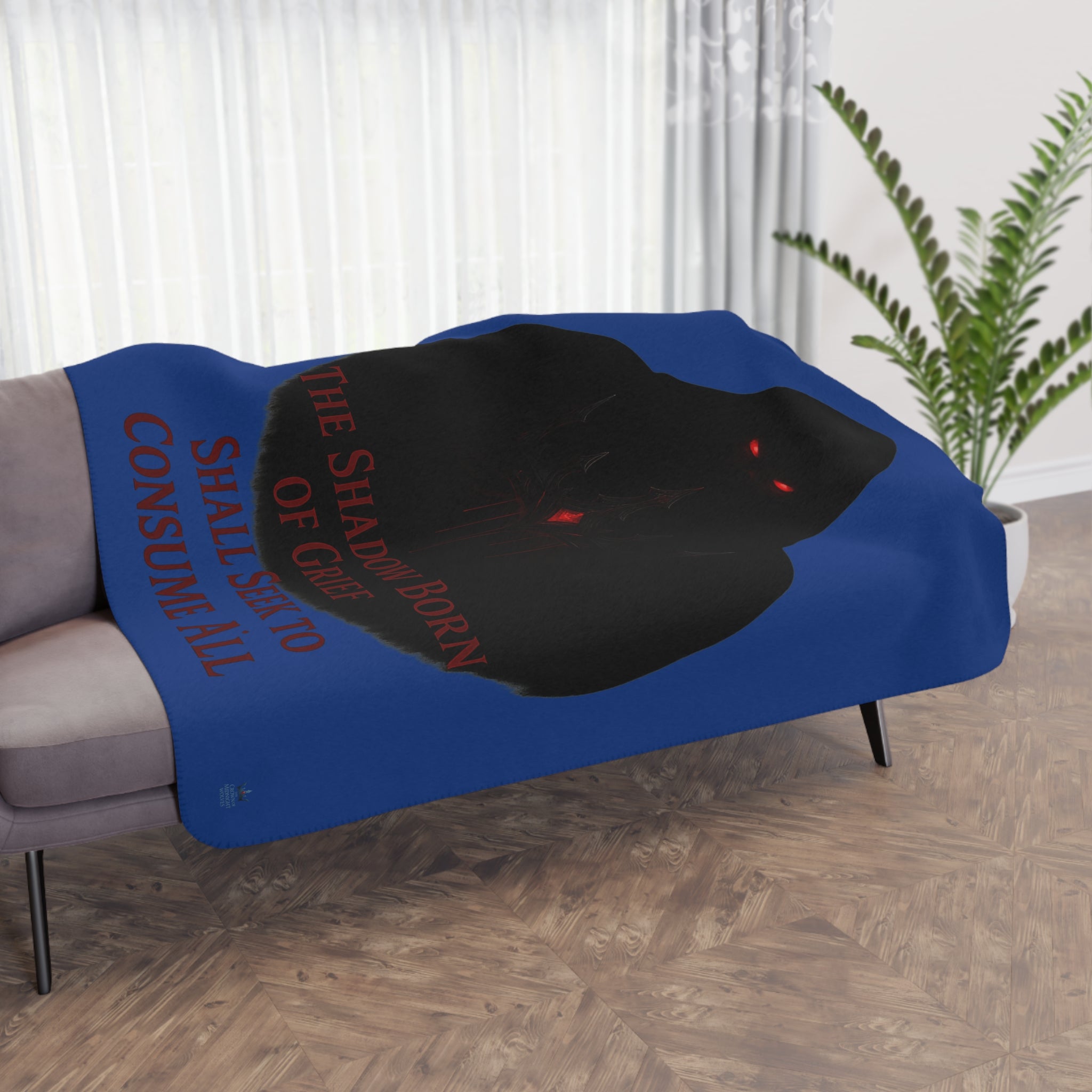 Shadow Born of Grief — Cozy Sherpa Blanket with Mystical Gothic Design