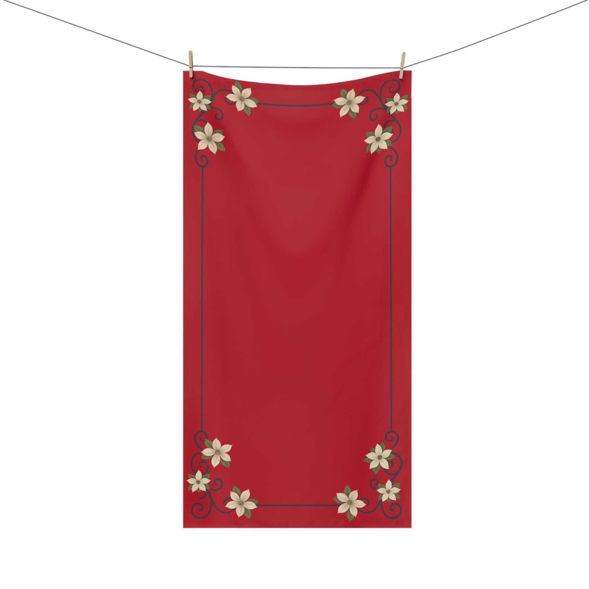 Shadows of the South Red Mink-Cotton Towel – Luxurious Floral Bath & Beach Towel
