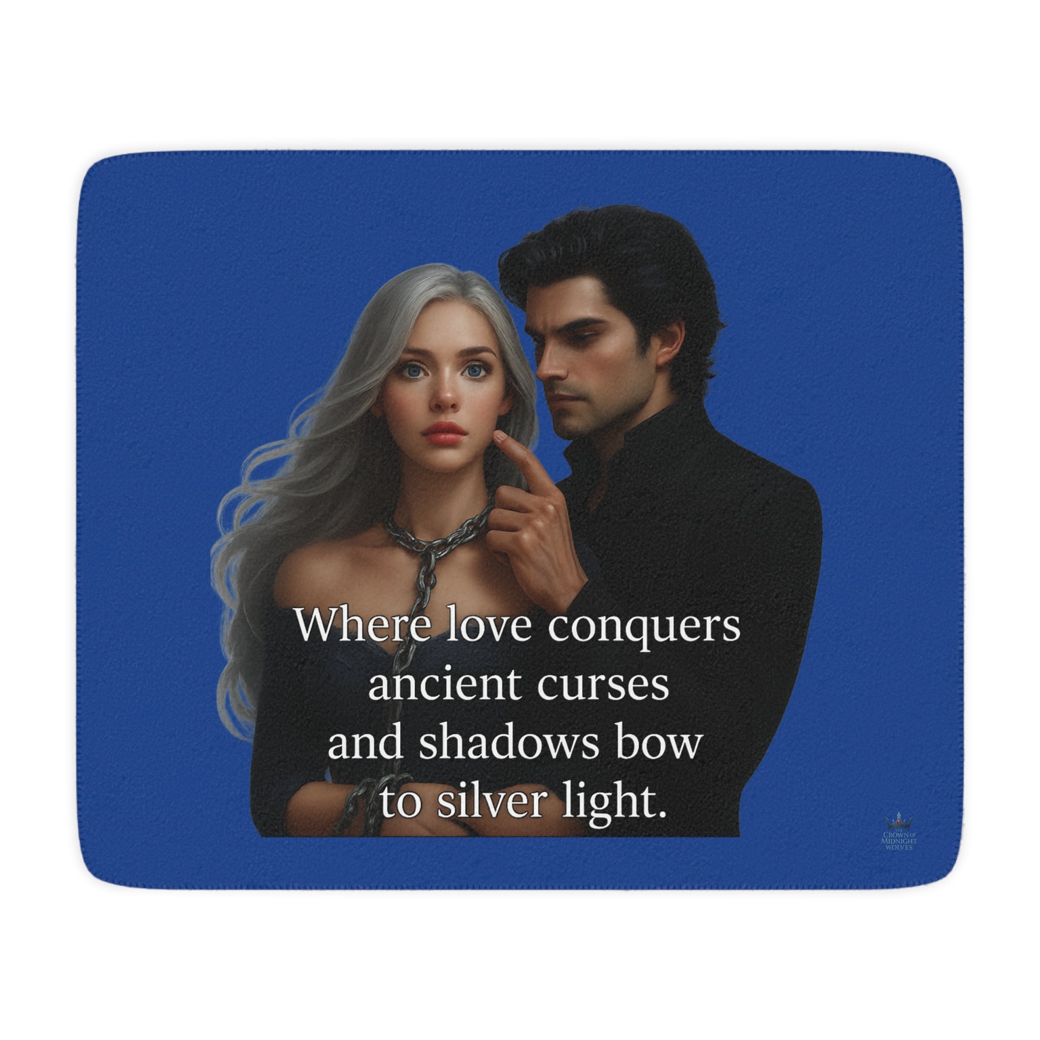 Where Love Conquers — Cozy Tan Sherpa Blanket with Romantic Quote