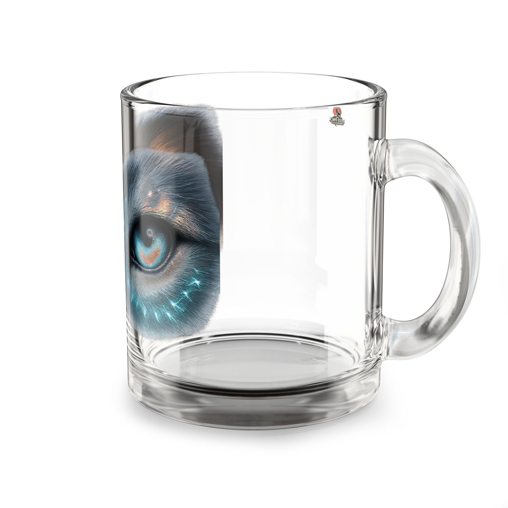Blood Moon Wolf Eyes Glass Mug – 10oz Artistic Drinkware