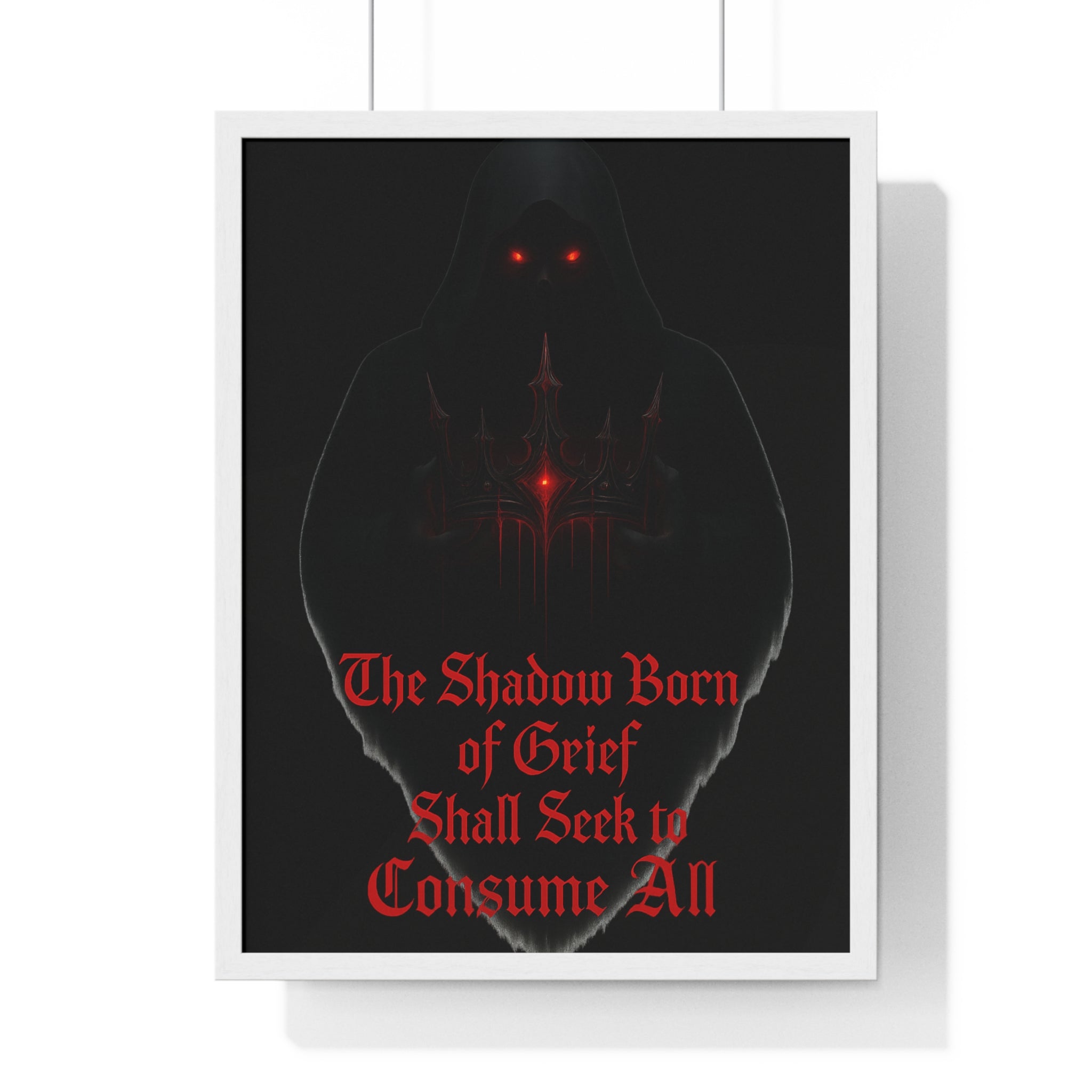 Shadow Born of Grief — Gothic Prophecy Vertical Framed Poster