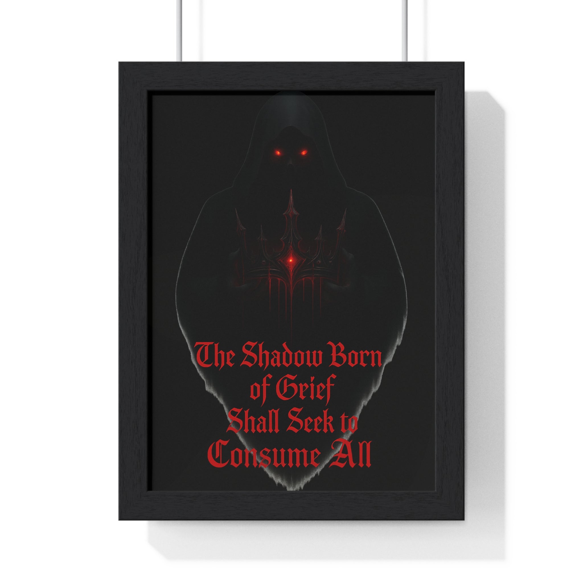 Shadow Born of Grief — Gothic Prophecy Vertical Framed Poster