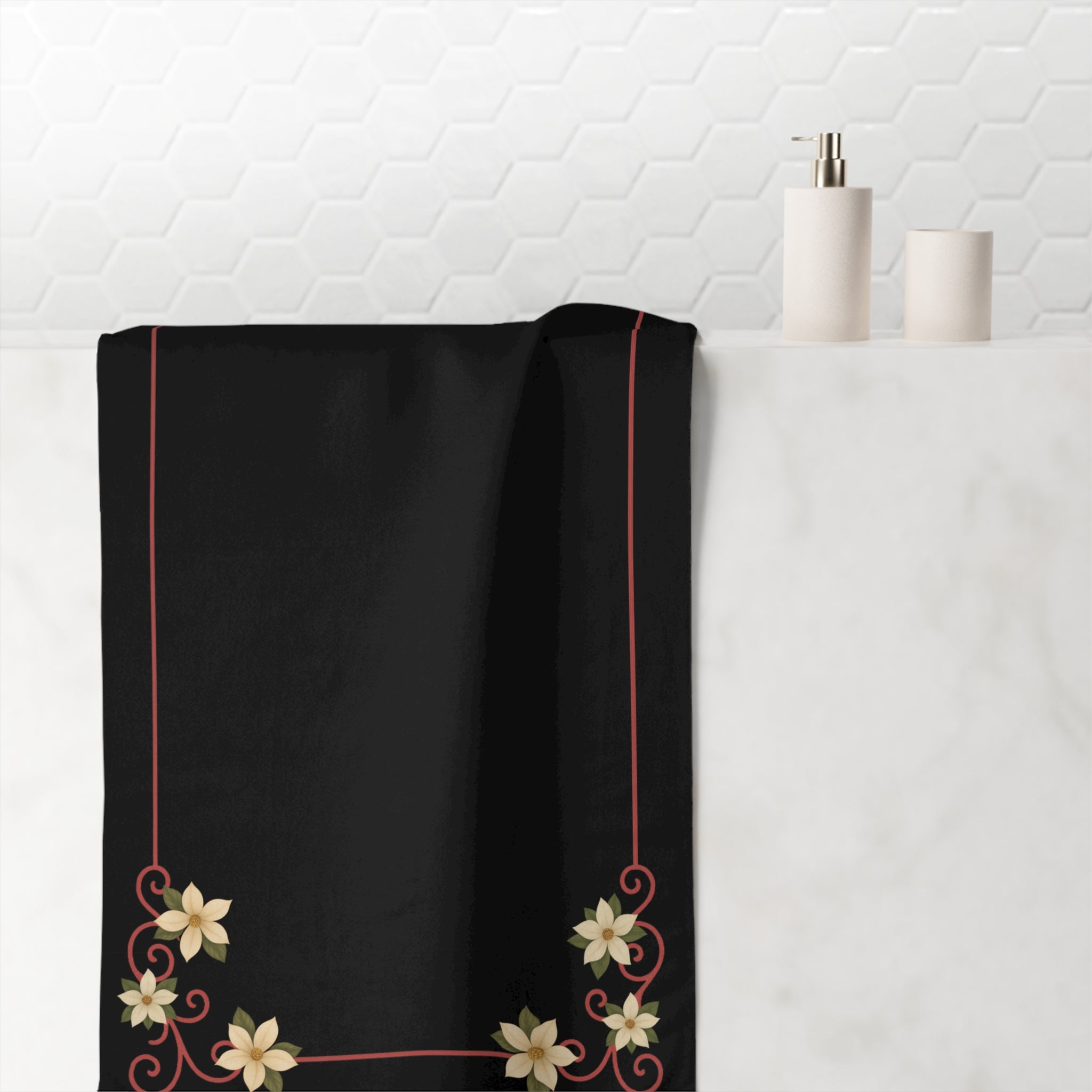 Shadows of the South – Elegant Floral Mink-Cotton Bath Towel (30" × 60")