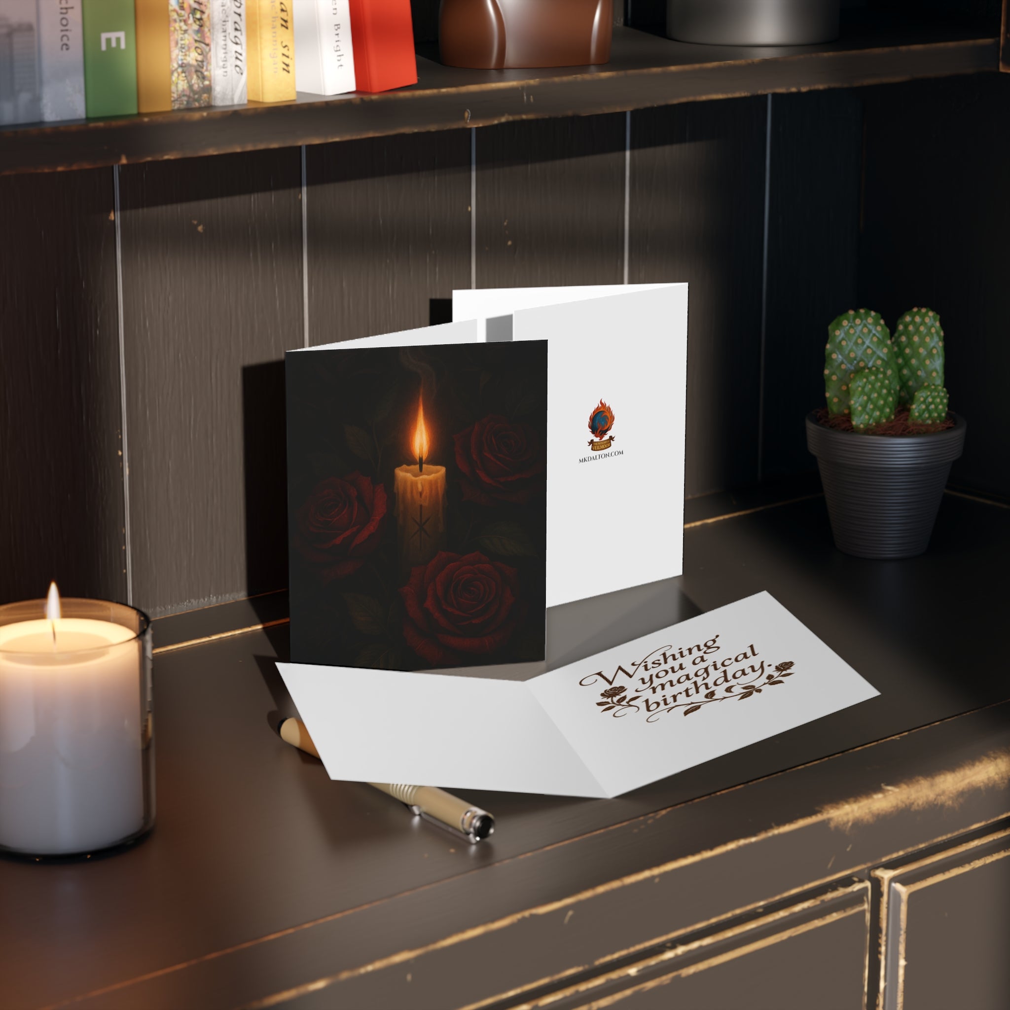 Dark Roses & Flame – Gothic Birthday Card