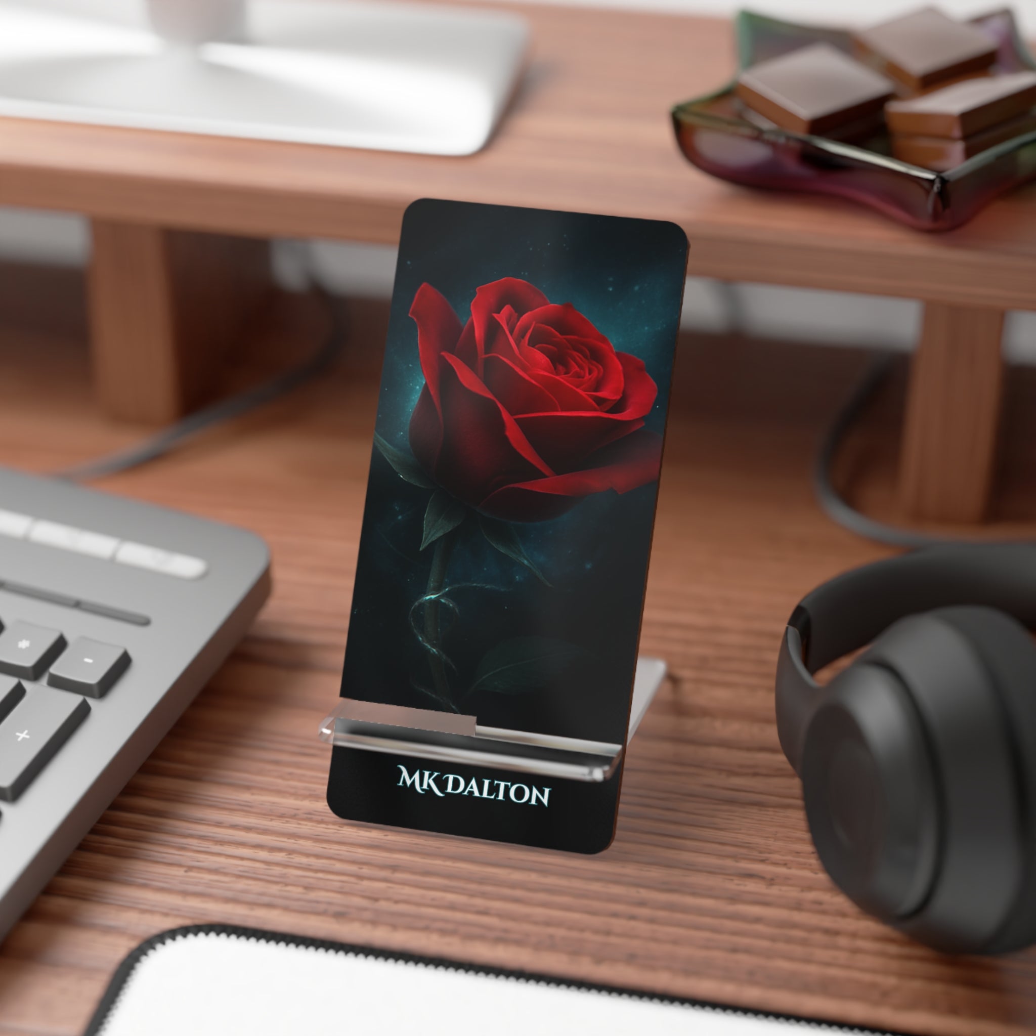 MK Dalton Red Rose Phone Stand – Elegant Smartphone Holder for Desk & Home Decor