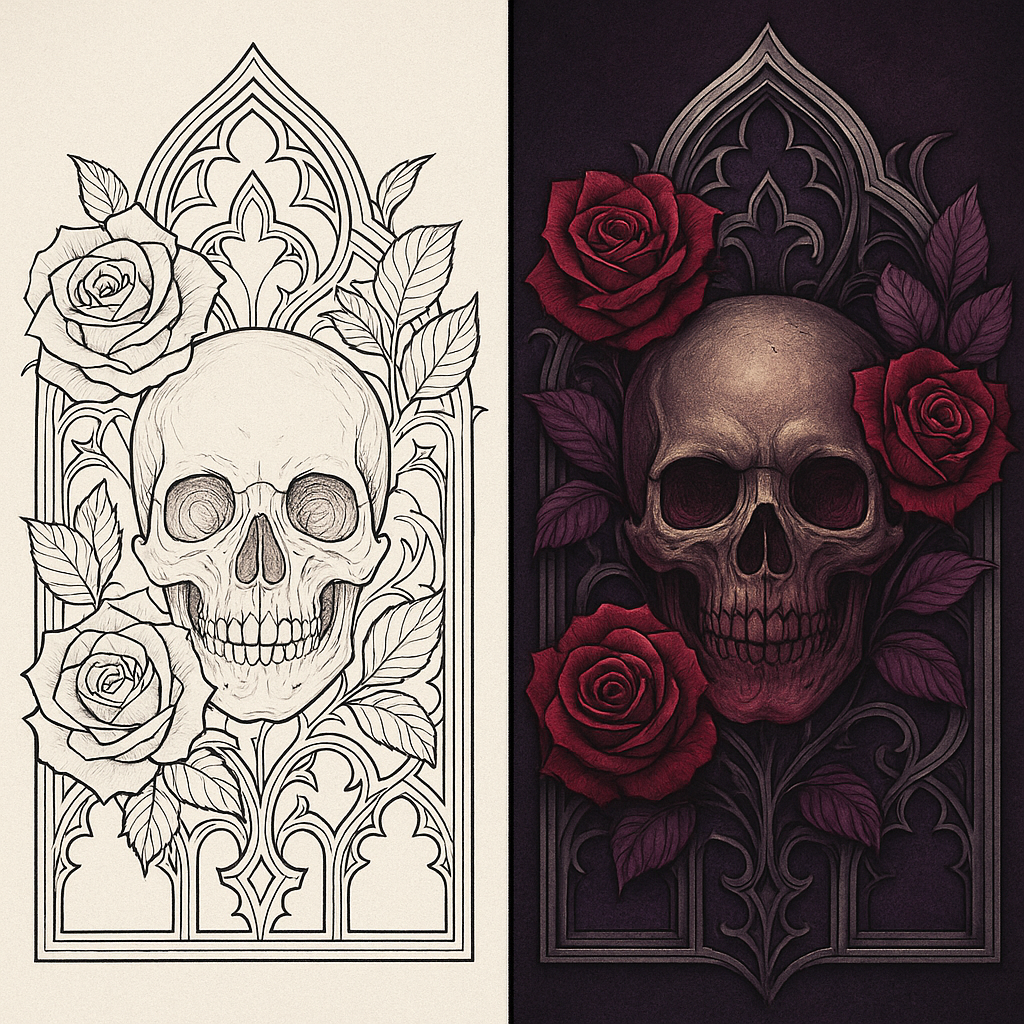 Gothic Roses & Ruins Coloring Book