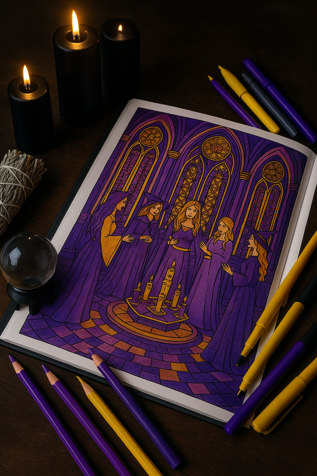 Coven Shadows: Witches of the Night Coloring Book