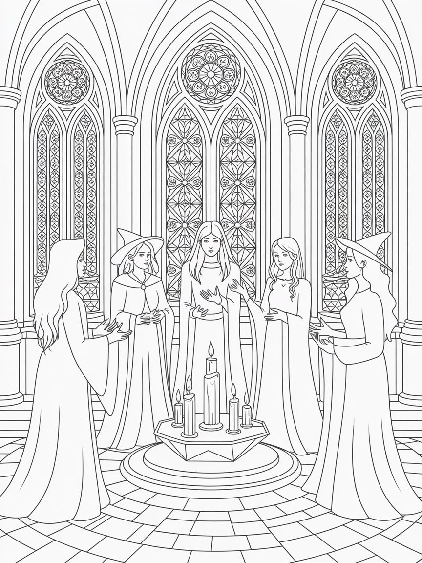 Coven Shadows: Witches of the Night Coloring Book