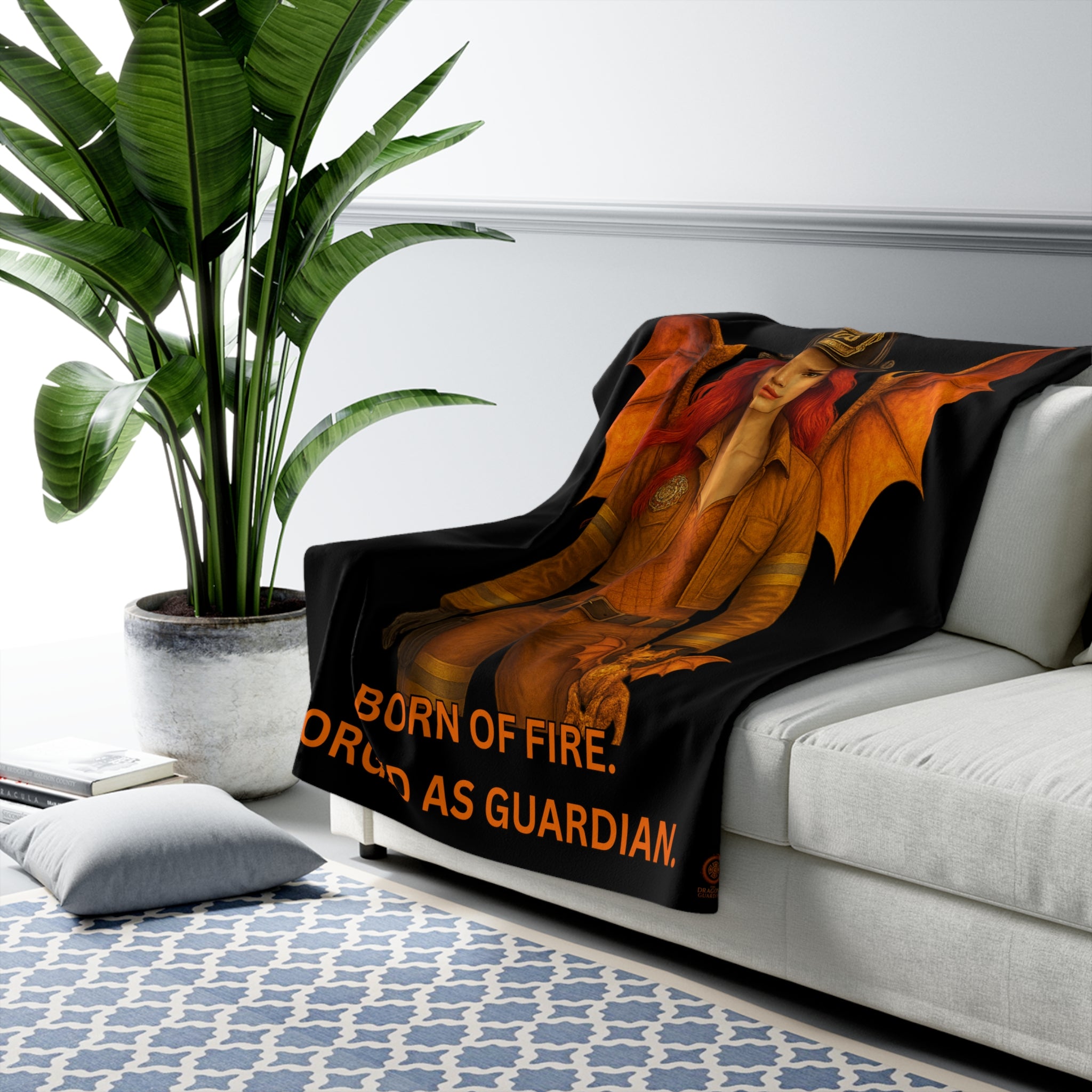 Sherpa Fleece Blanket – Born of Fire, Forged as Guardian Fantasy Dragon Design