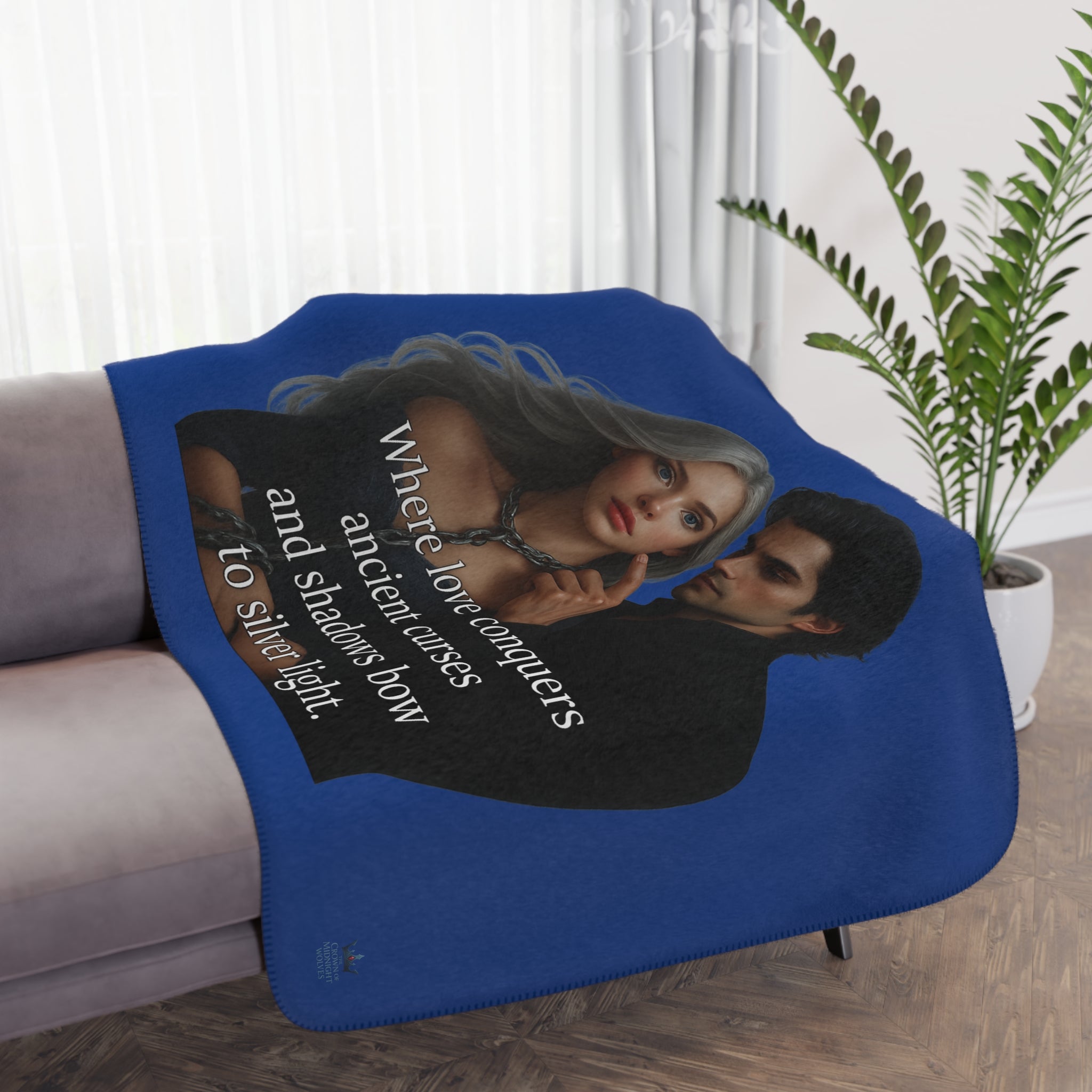 Where Love Conquers — Cozy Tan Sherpa Blanket with Romantic Quote