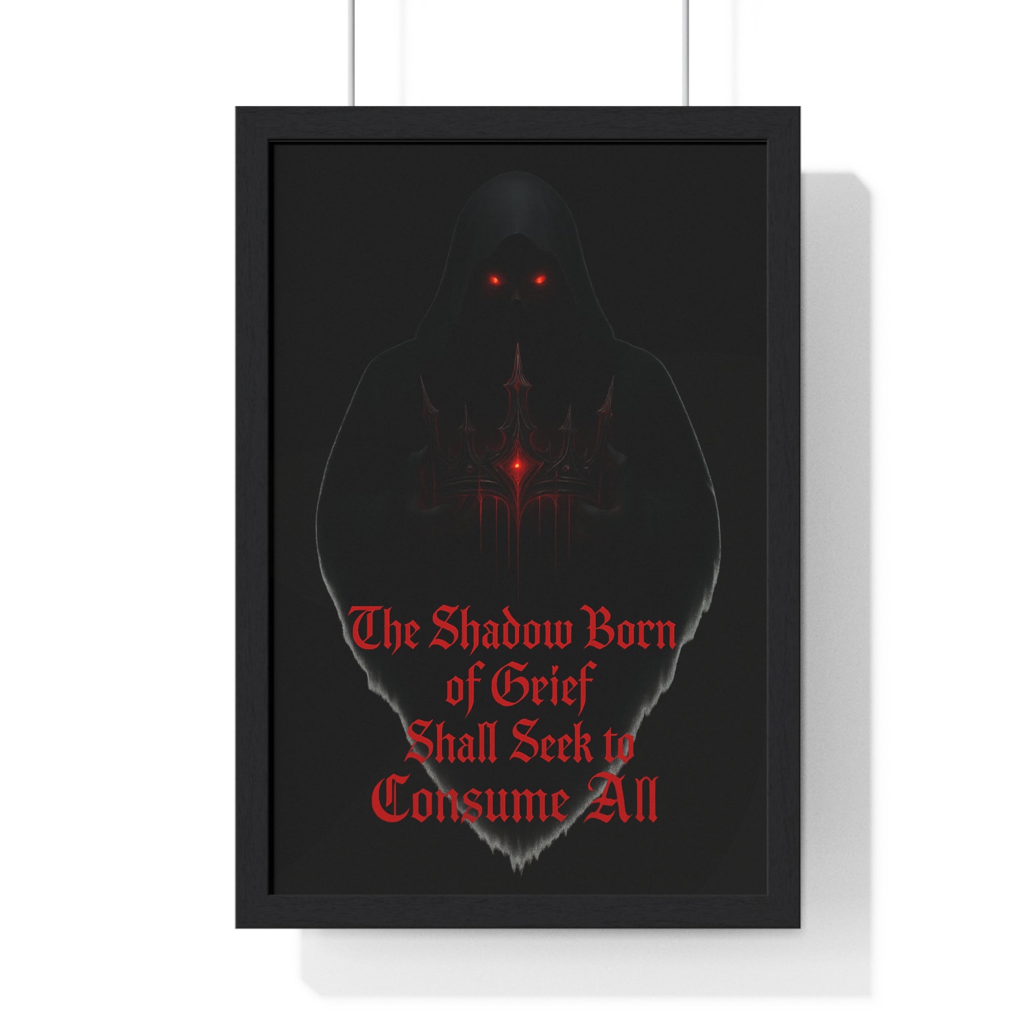 Shadow Born of Grief — Gothic Prophecy Vertical Framed Poster