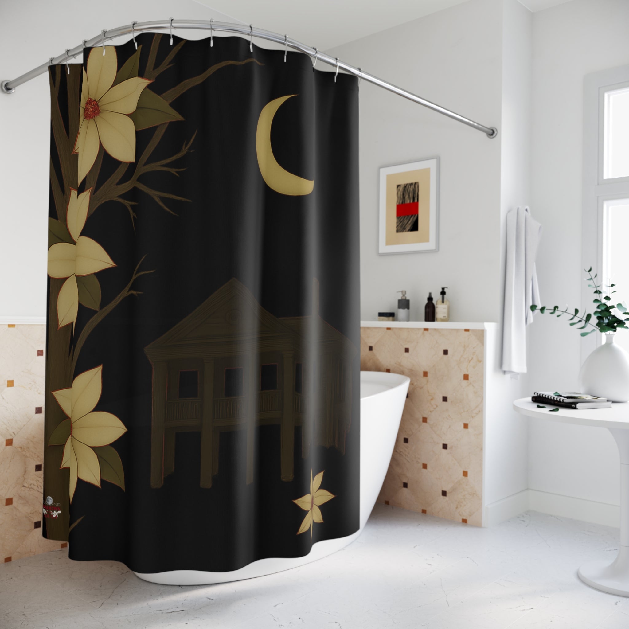 Gothic Magnolia Moon Shower Curtain – Shadows of the South Collection