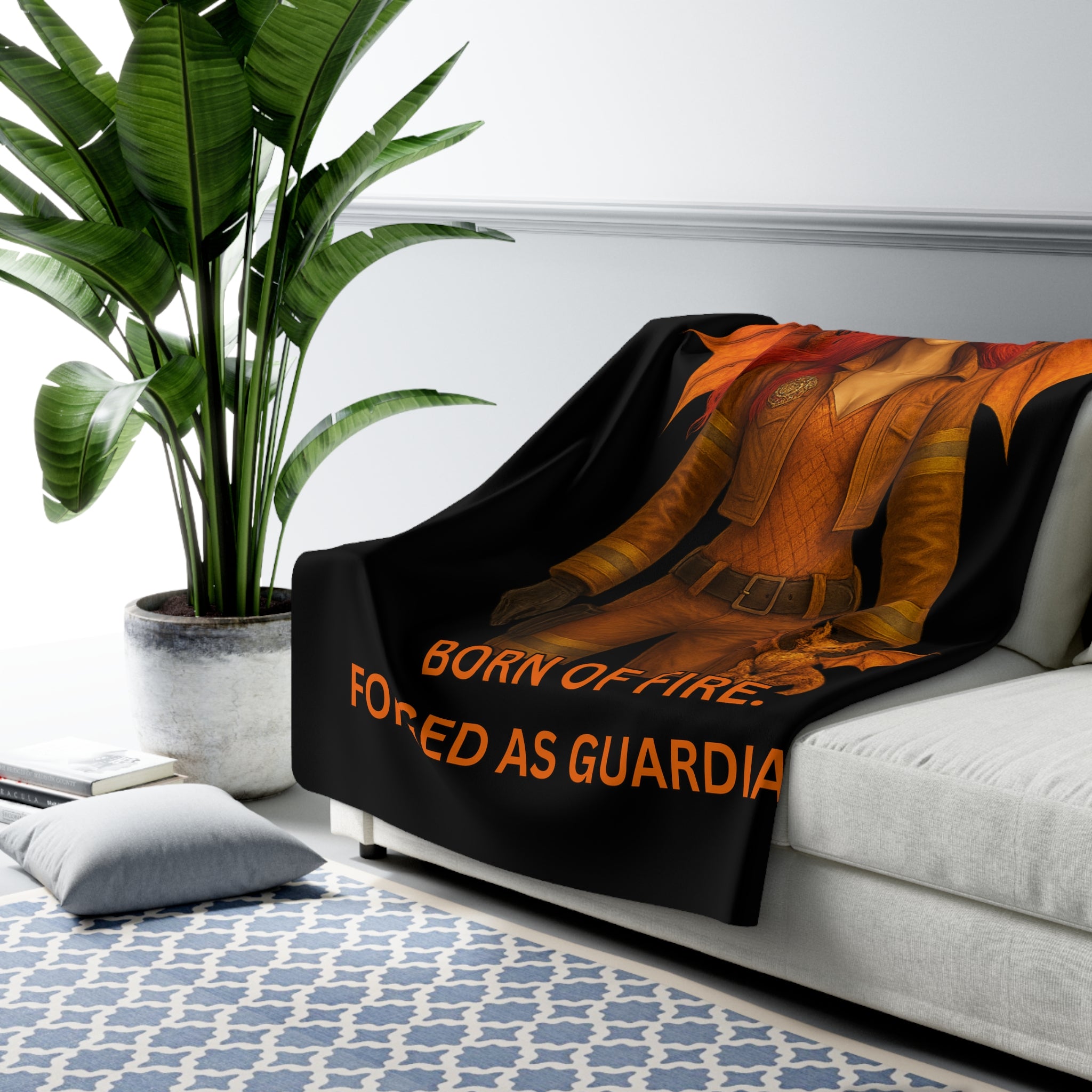 Sherpa Fleece Blanket – Born of Fire, Forged as Guardian Fantasy Dragon Design