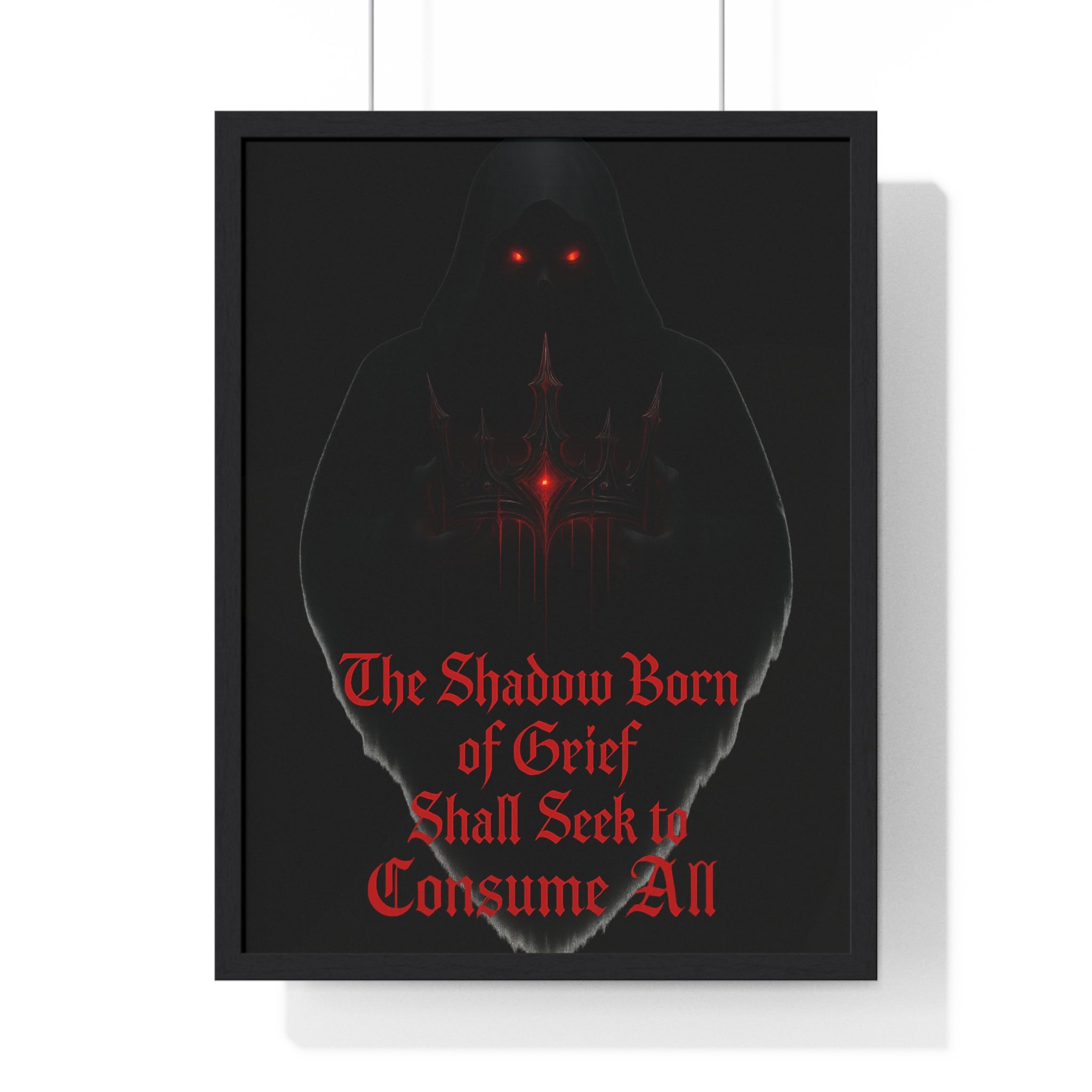 Shadow Born of Grief — Gothic Prophecy Vertical Framed Poster