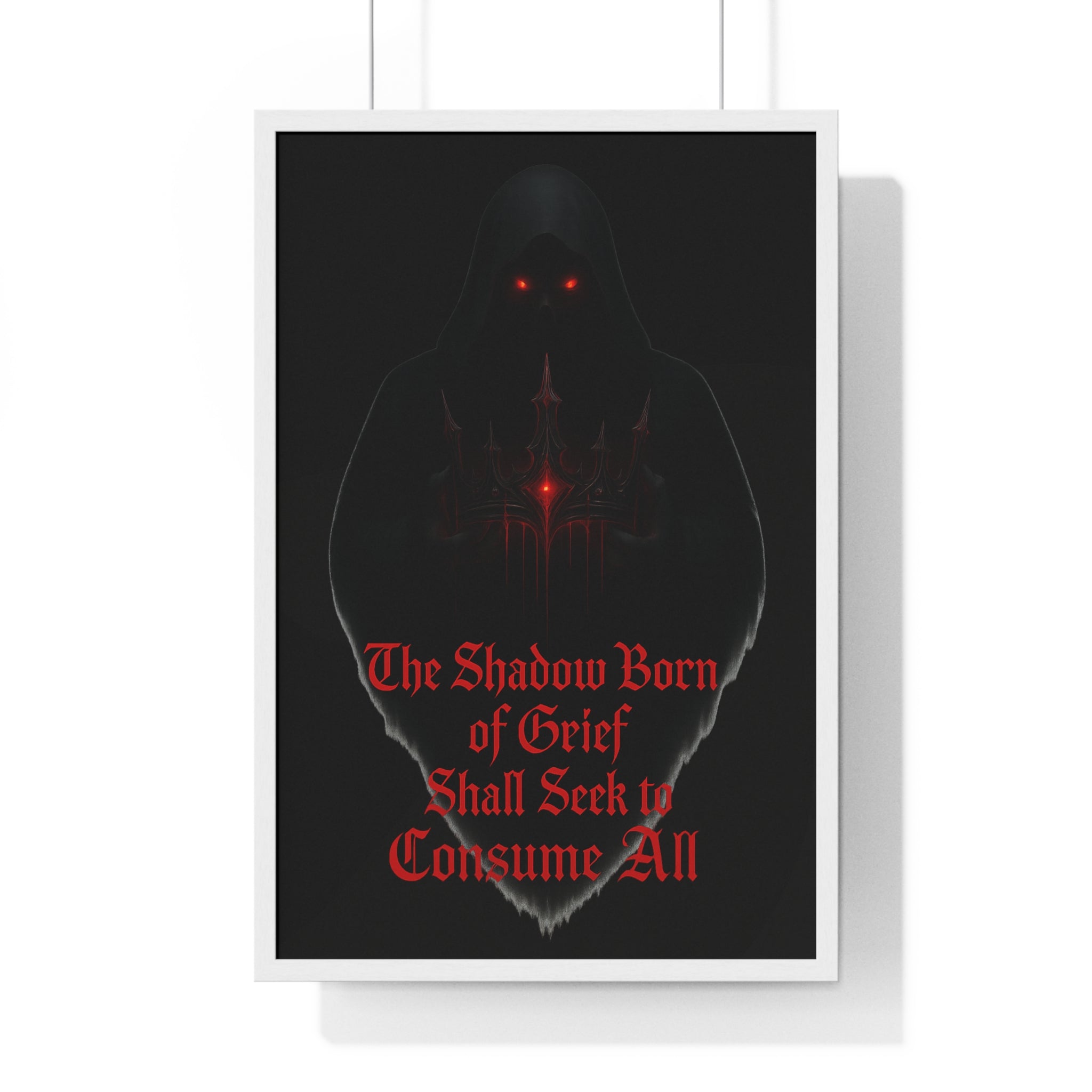 Shadow Born of Grief — Gothic Prophecy Vertical Framed Poster
