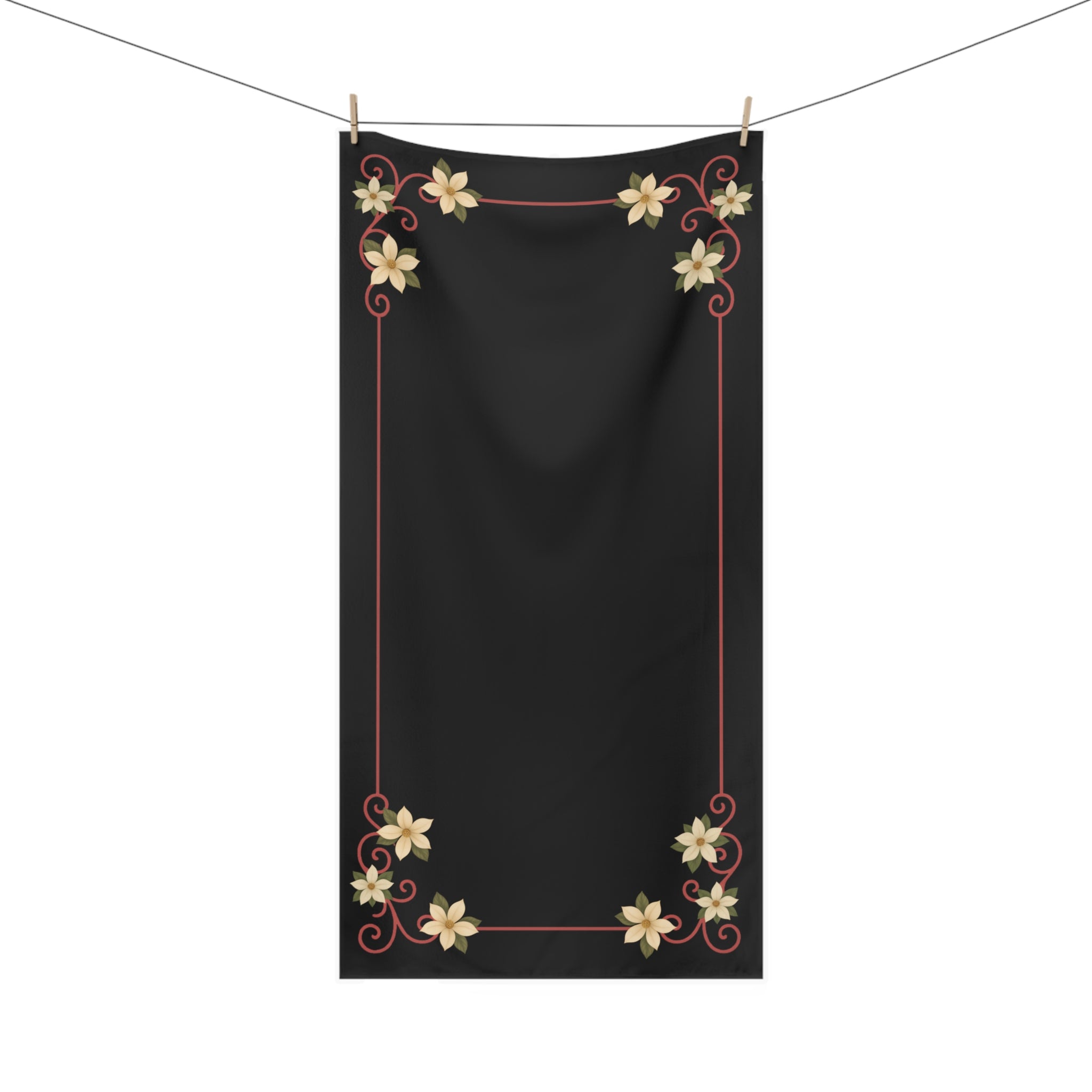 Shadows of the South – Elegant Floral Mink-Cotton Bath Towel (30" × 60")