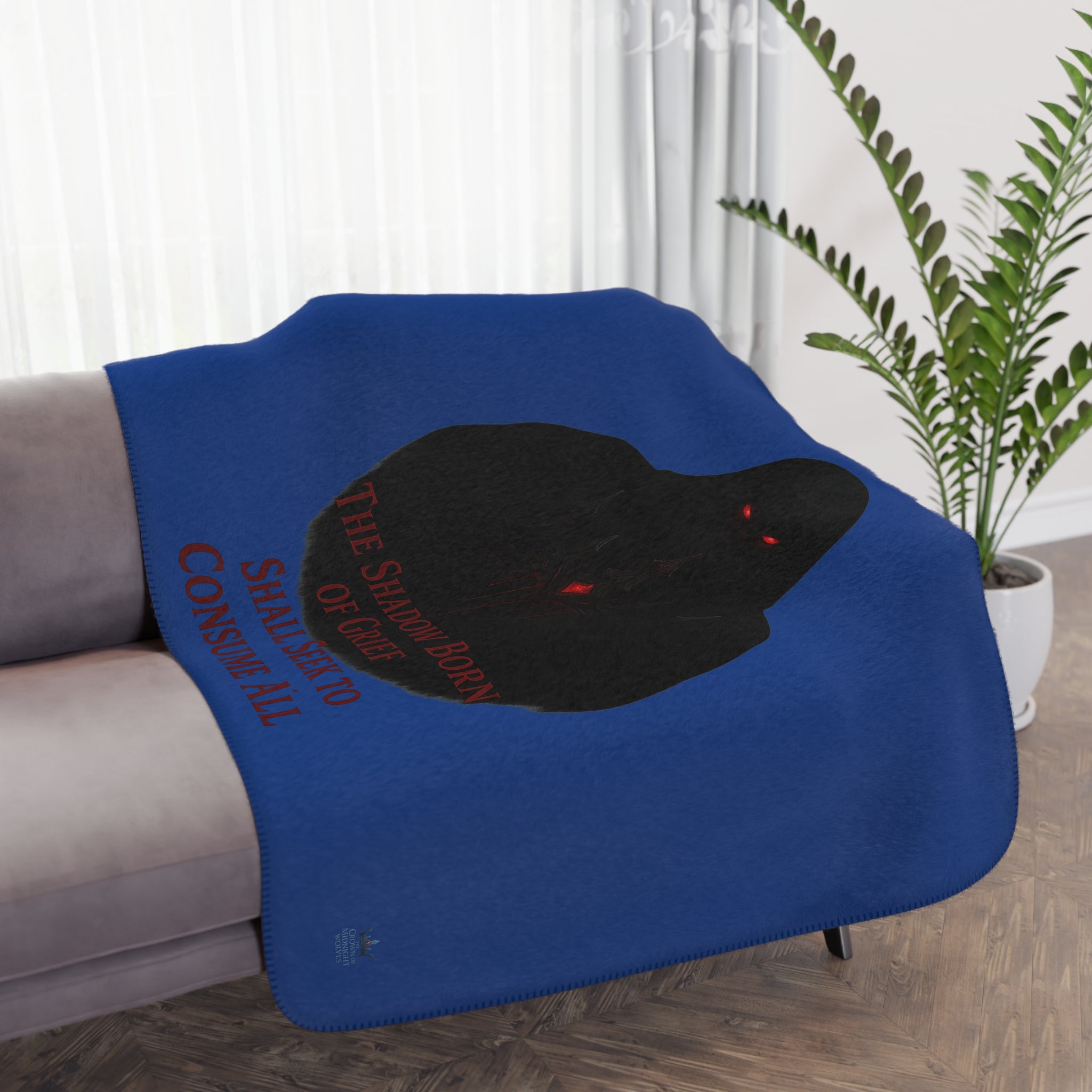 Shadow Born of Grief — Cozy Sherpa Blanket with Mystical Gothic Design