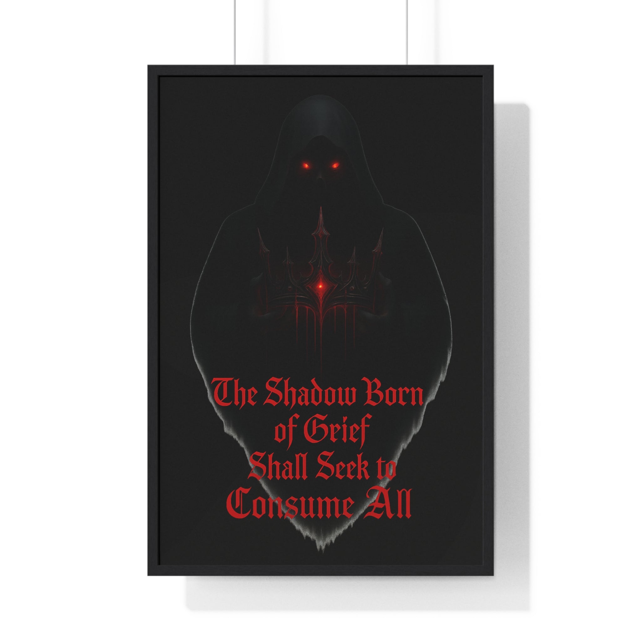 Shadow Born of Grief — Gothic Prophecy Vertical Framed Poster