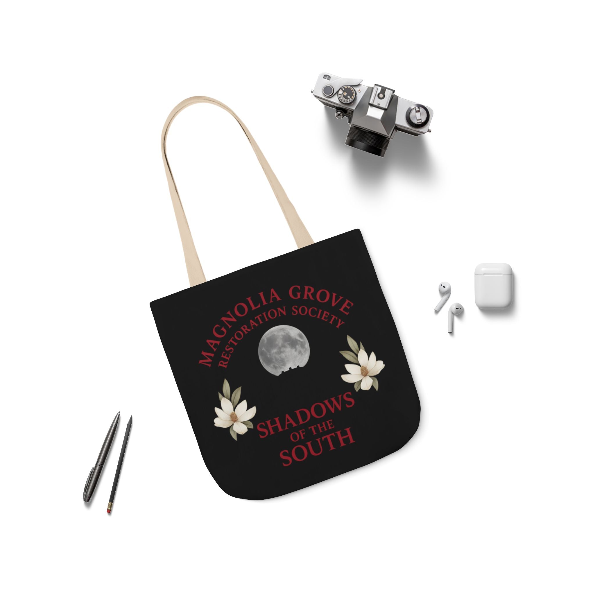 Magnolia Grove Restoration Society Canvas Tote Bag – Shadows of the South Series
