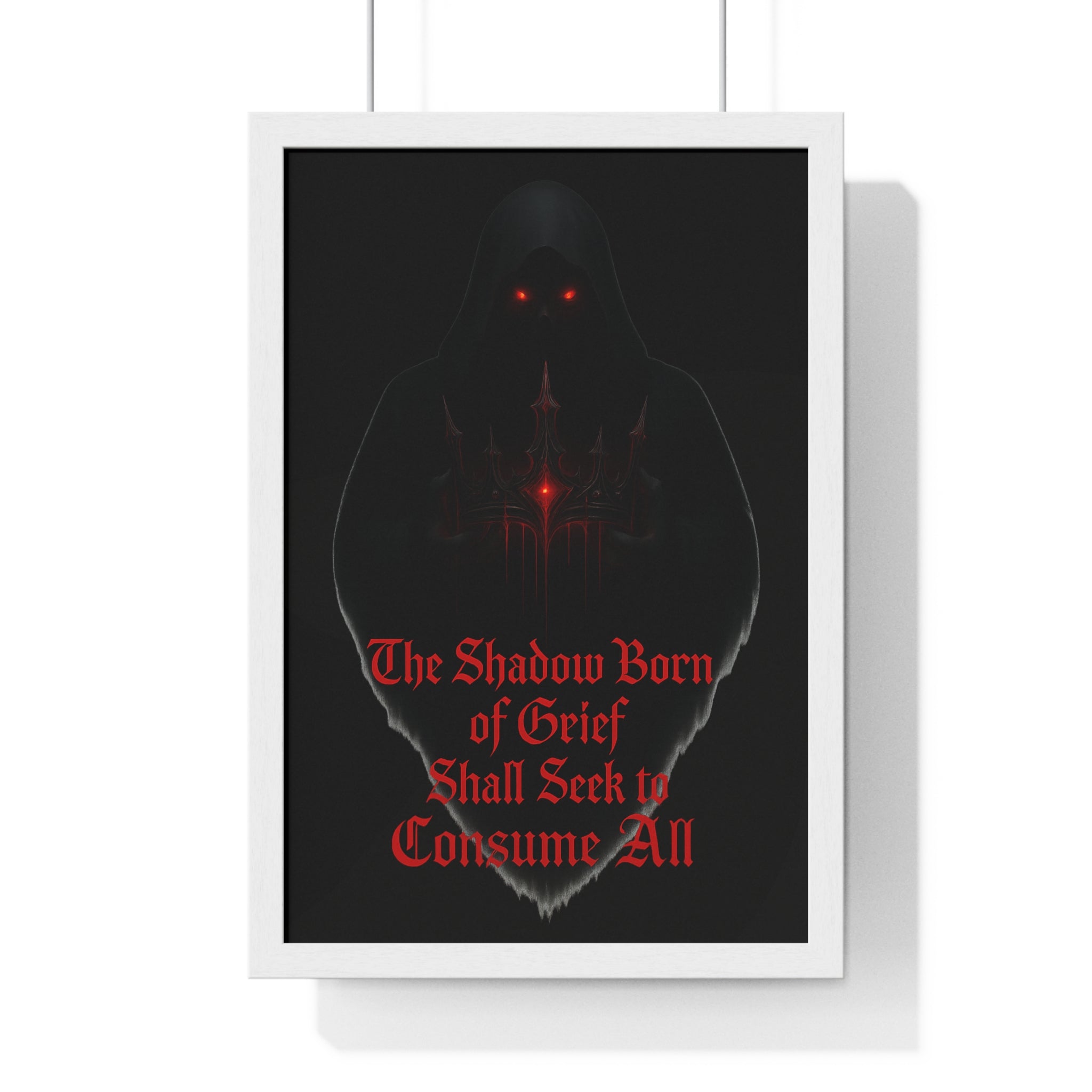 Shadow Born of Grief — Gothic Prophecy Vertical Framed Poster