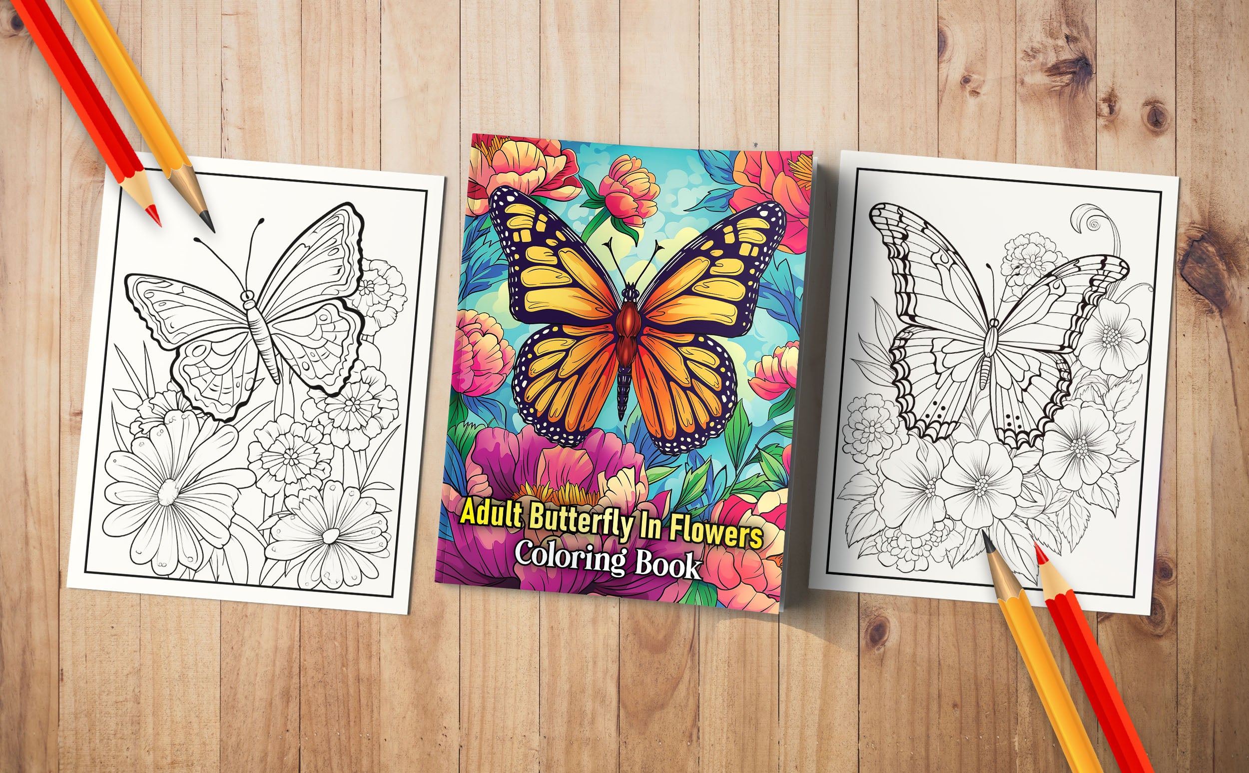 Adult Butterfly and Flowers