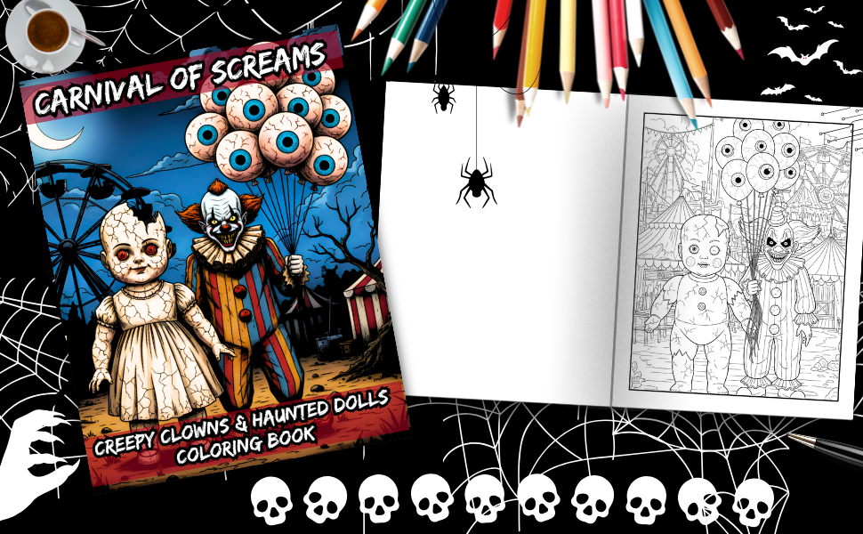 Carnival of Screams - Creepy Clowns & haunted Dolls Coloring Book