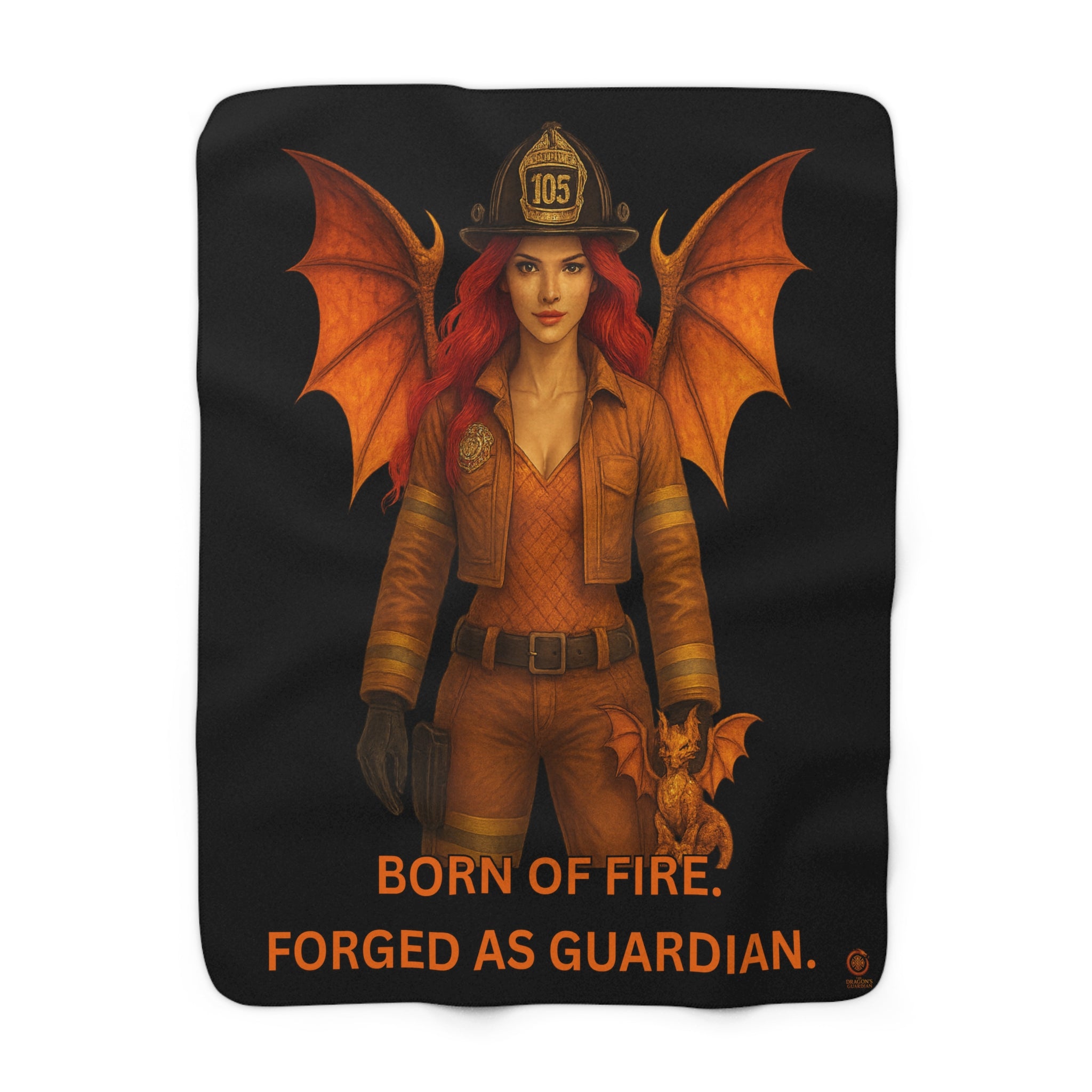 Sherpa Fleece Blanket – Born of Fire, Forged as Guardian Fantasy Dragon Design