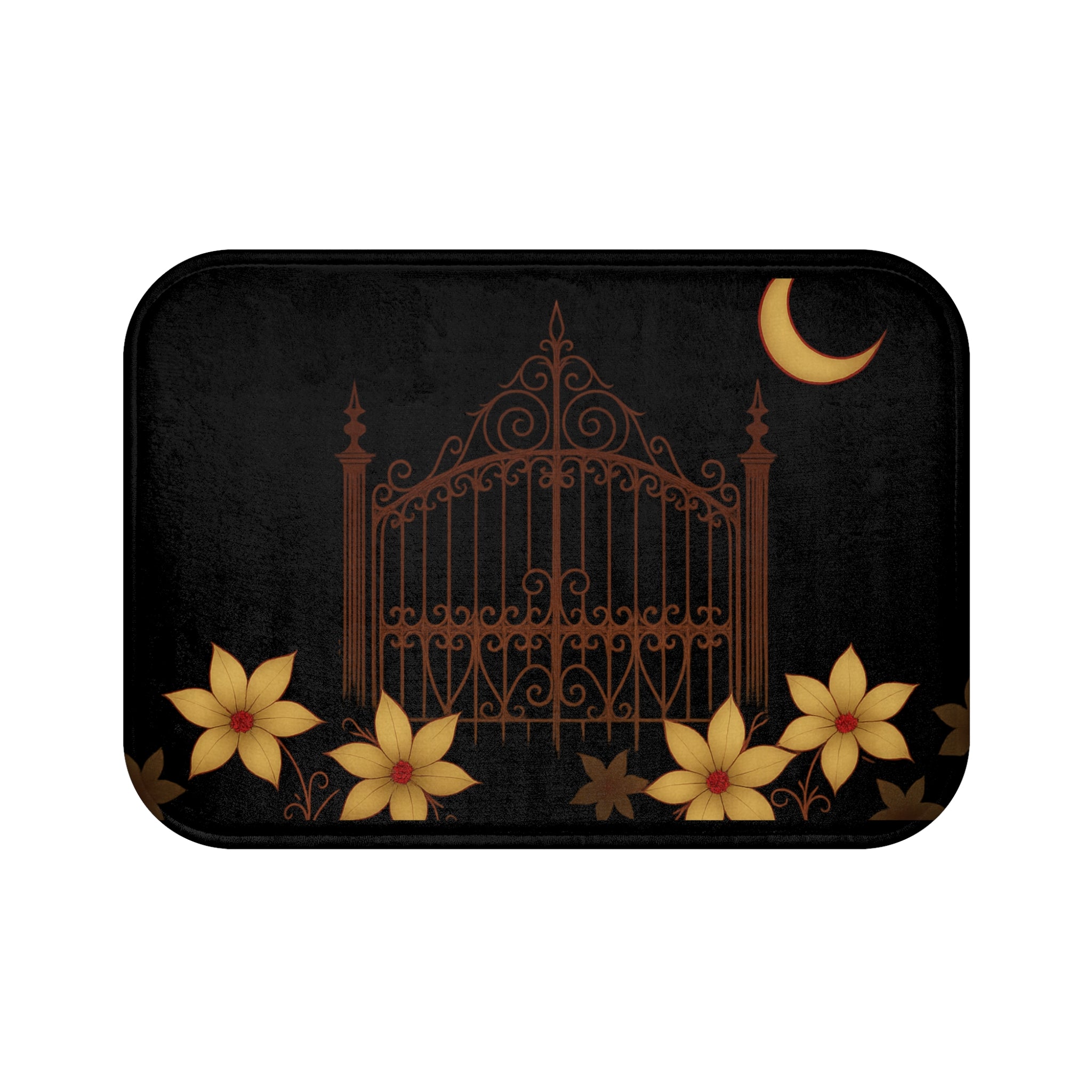 Gothic Magnolia Moon Bath Mat – Memory Foam Comfort with Anti-Slip Backing