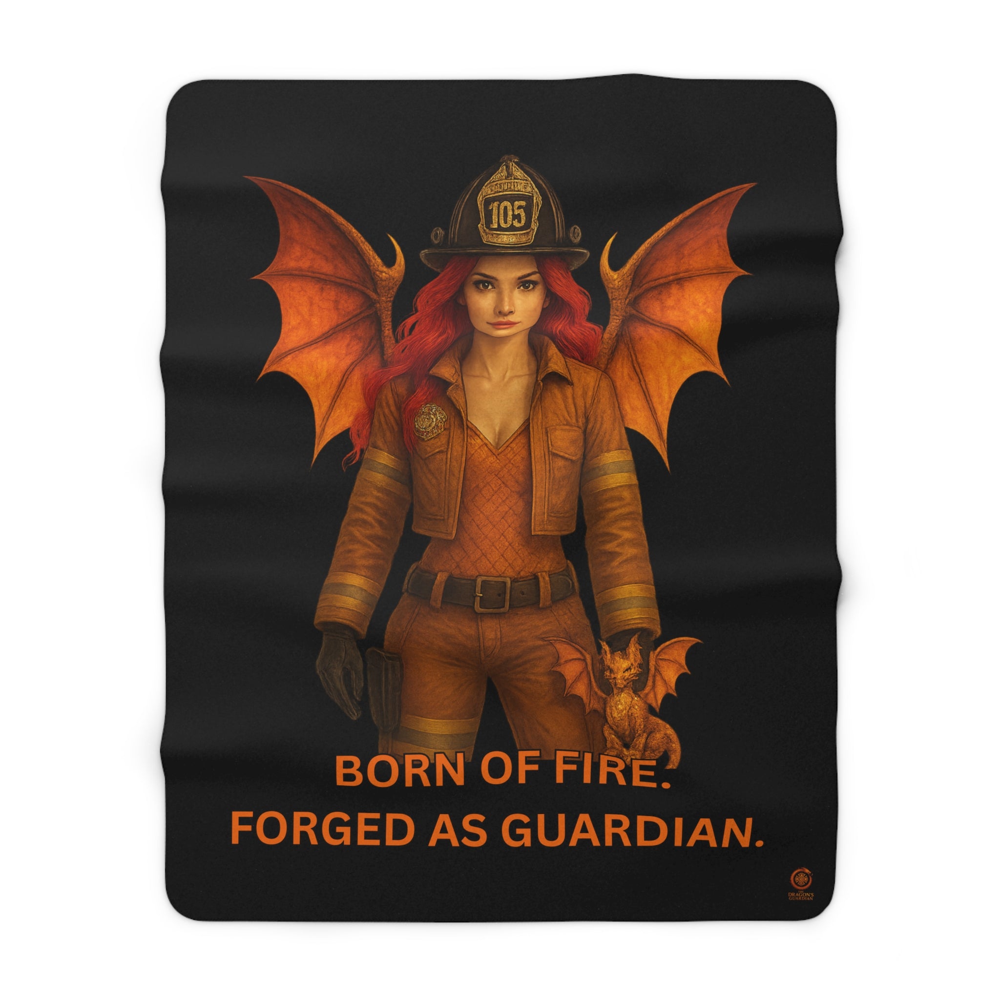 Sherpa Fleece Blanket – Born of Fire, Forged as Guardian Fantasy Dragon Design