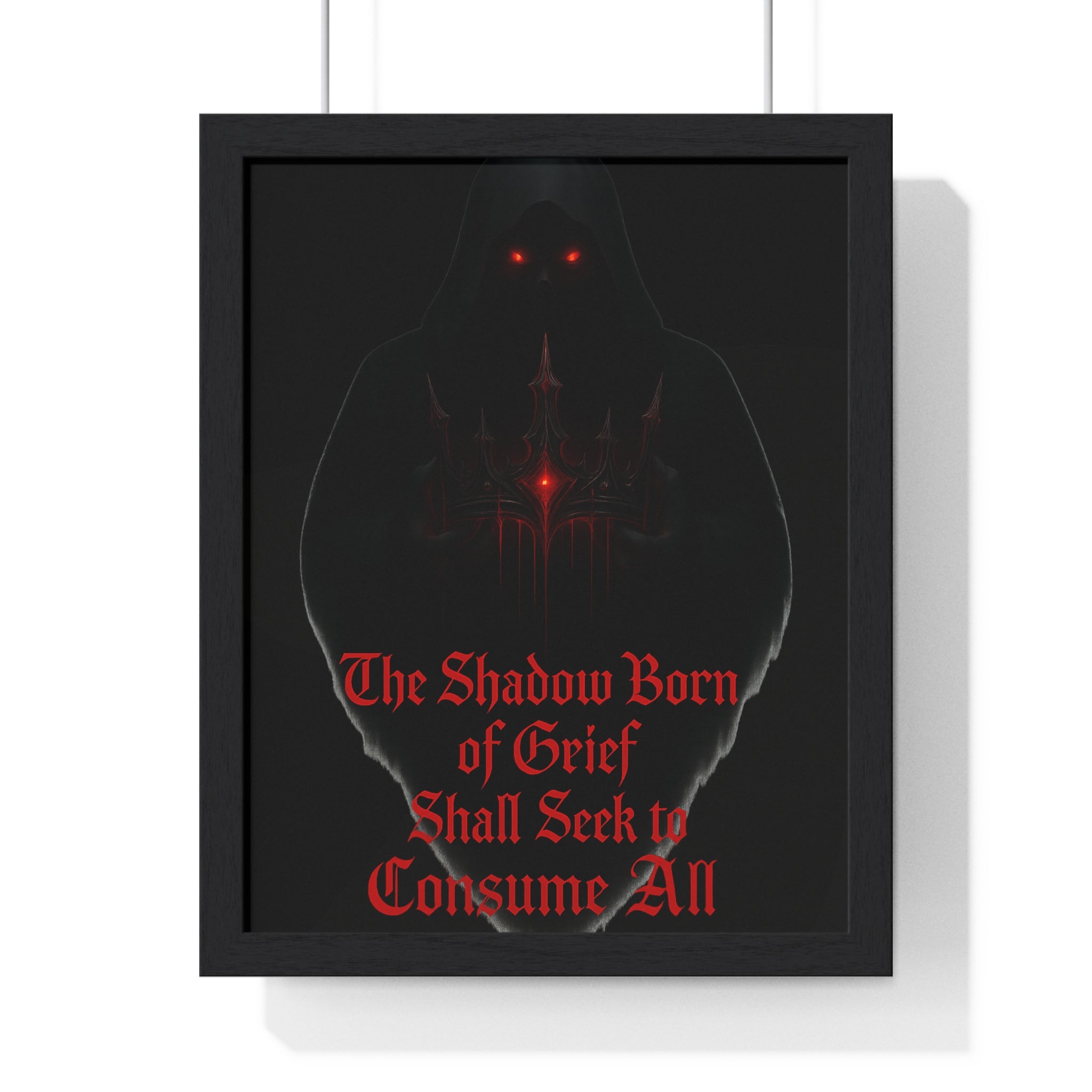 Shadow Born of Grief — Gothic Prophecy Vertical Framed Poster
