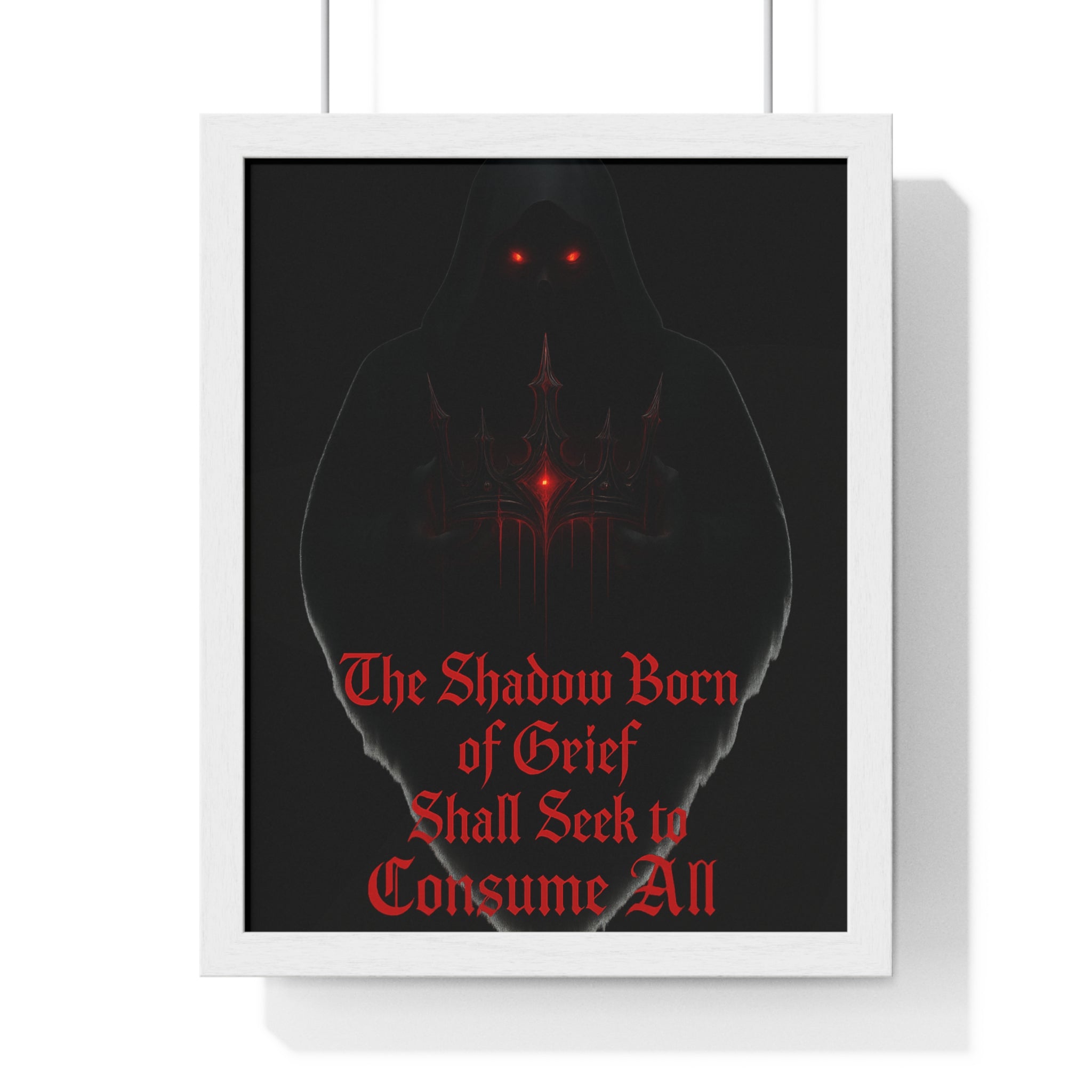 Shadow Born of Grief — Gothic Prophecy Vertical Framed Poster