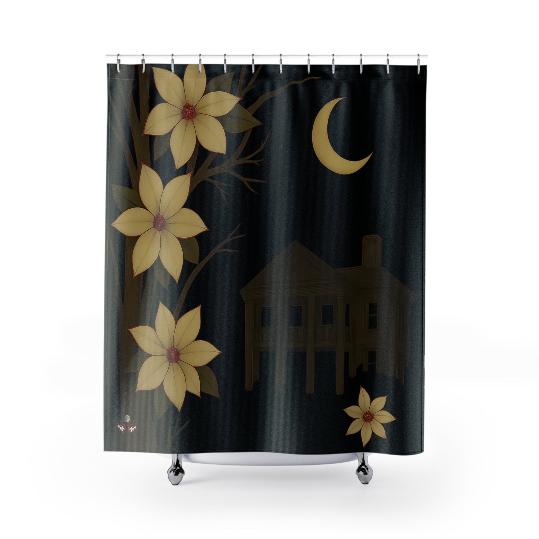 Gothic Magnolia Moon Shower Curtain – Shadows of the South Collection
