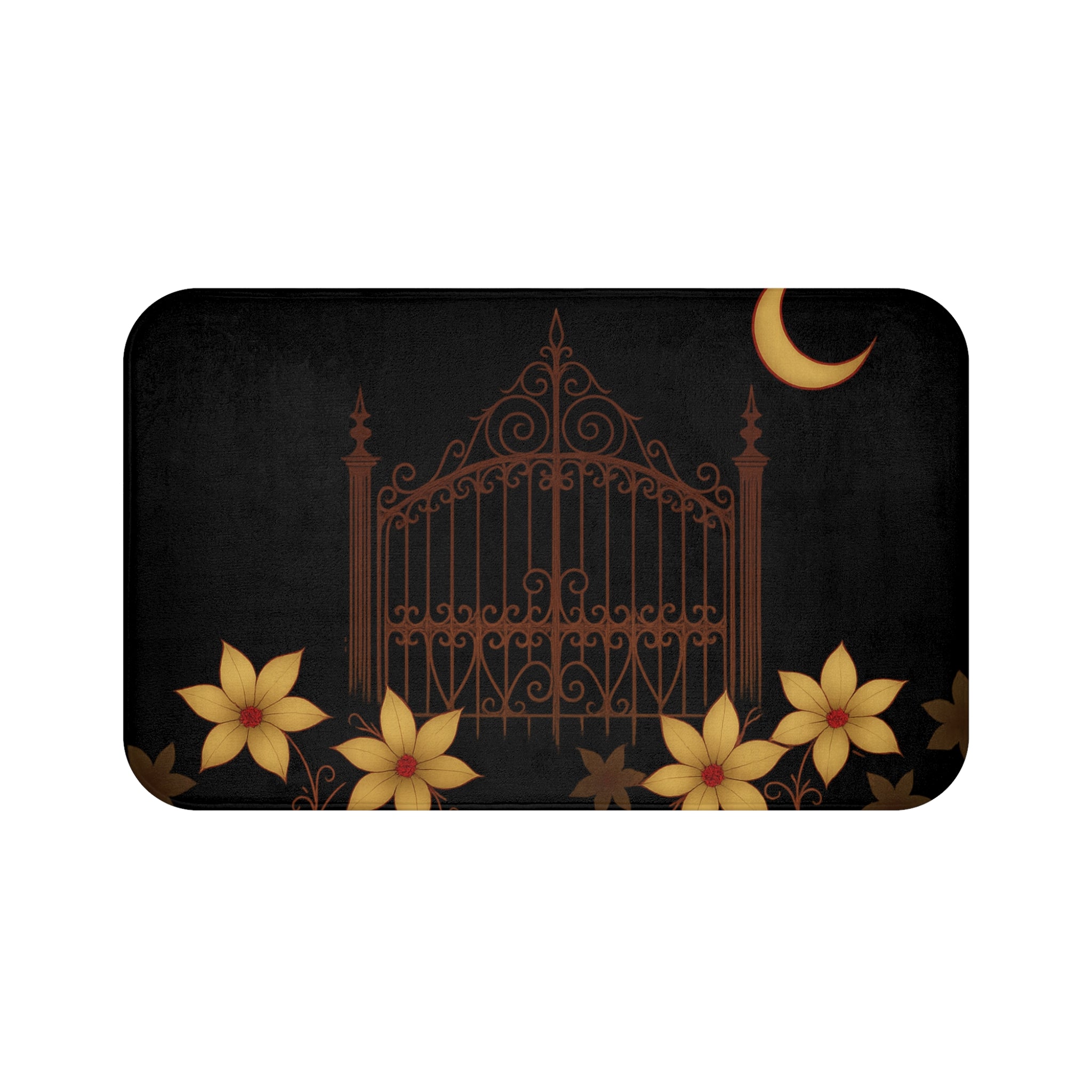 Gothic Magnolia Moon Bath Mat – Memory Foam Comfort with Anti-Slip Backing