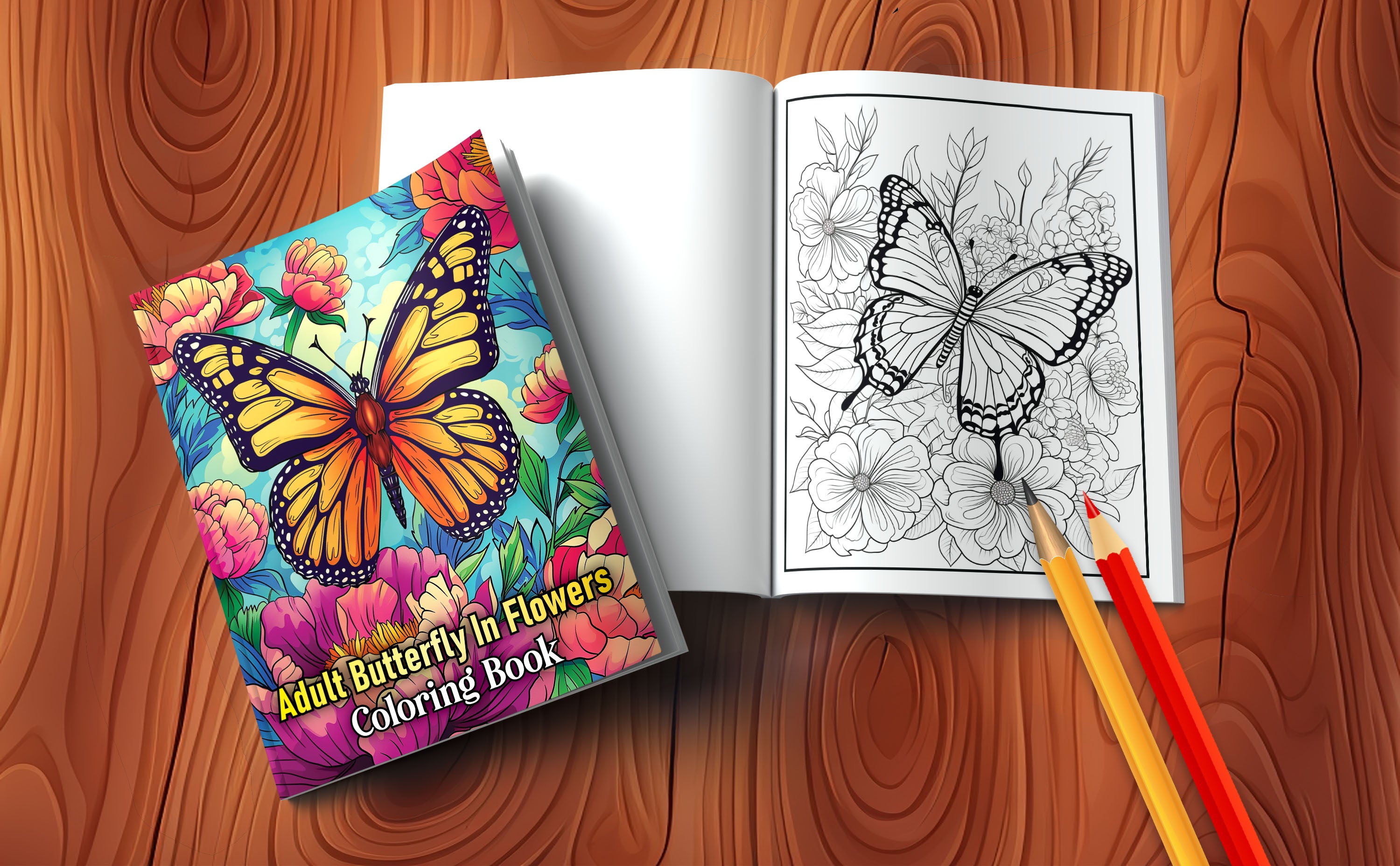 Adult Butterfly and Flowers