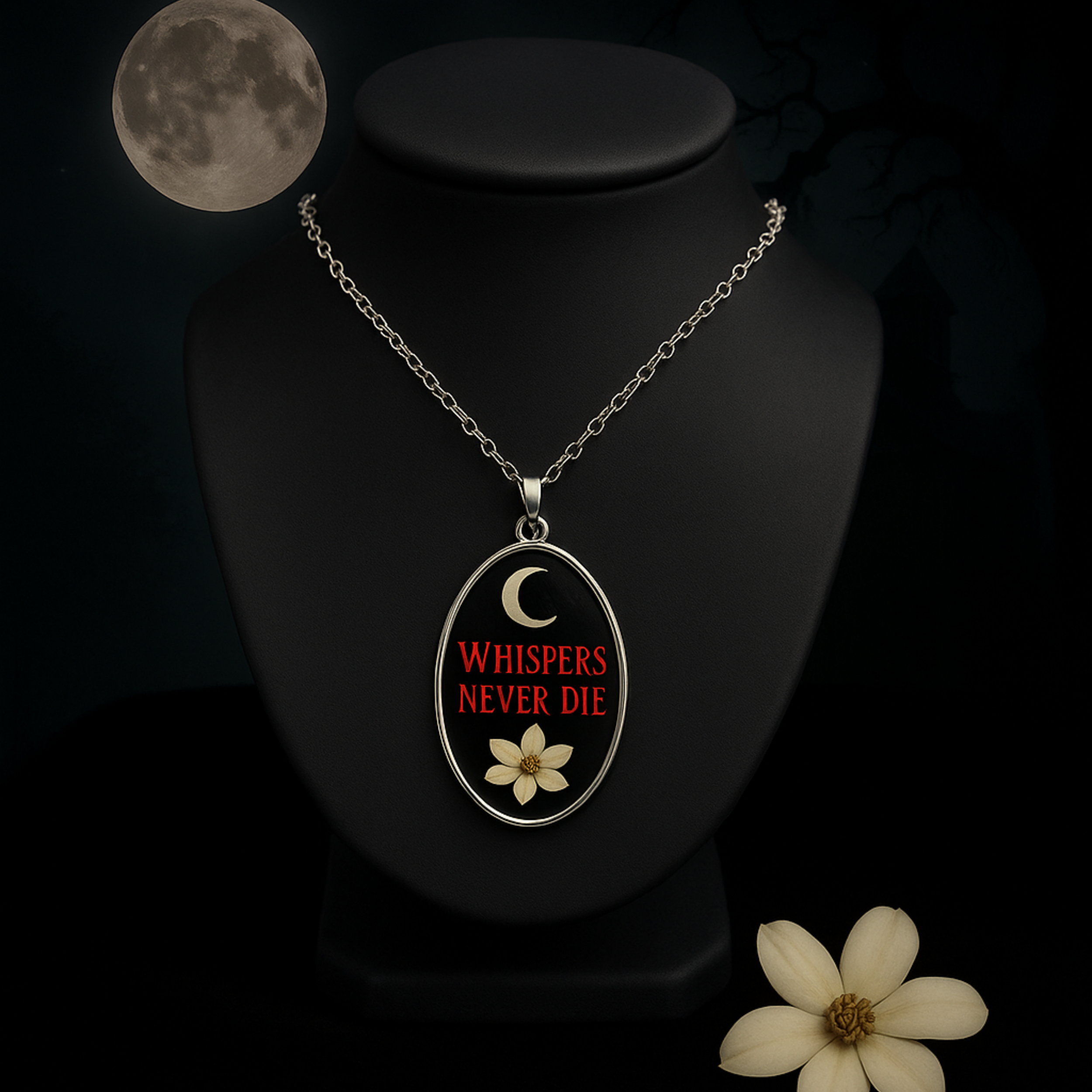 Whispers Never Die Icon Necklace – In the Whispers Jewelry Line (Shadows of the South Collection)